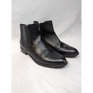 Aqua College Women's Black Leather Waterproof Almond Toe Chelsea Boots Sz 7.5